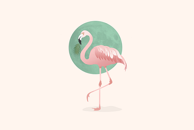 Flamingo design digital illustration digitalart drawing flamingo green illustration illustration art moon pastel picture pink vector vectorart