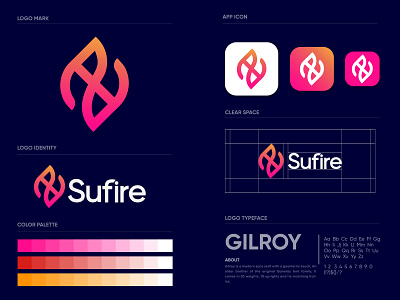 Sufire Branding Design (Letter S + Fire) 2d abstract logo brand identity branding agency branding and identity colorful fire logo gradient logo illustrator letter logo logo and branding logo design logo designer logo folio logo trends 2021 modern design modern logo monogram logo s logo s monogram