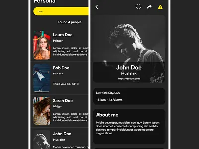 Persona | Discovering People Application androidappdesign branding design illustration ios iosappdevelopment mobile app social networking app ui ux