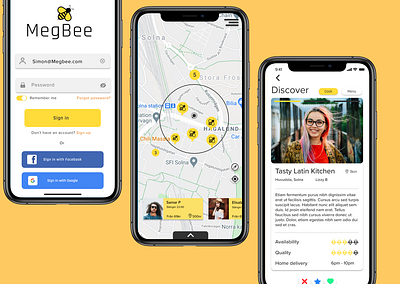 Megbee App app design cooking delivery design figma design food app uidesign ux uxdesign