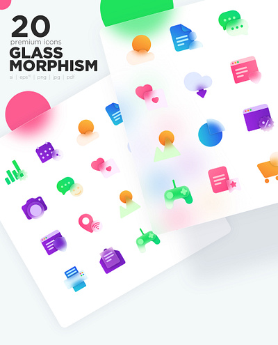 Glassmorphism Icons Set glass morphism glassmorphism icon icon design icon set icons icons design icons pack icons set iconset logo sign