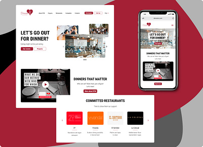 Redesign project, Dinners that Matter design dinner dinners donation ideas layout matters mockups page redesign redesigned restaurant restaurant app ux ui