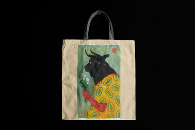 Canvas Tote Bag V3 art bag bag design cow mockup painting totebag