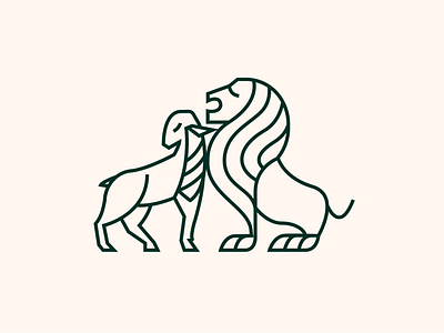 Lion & Lamb Logo Mark brand identity branding design illustration lamb line art lion lion logo logo logo badge logodesign logomark minimal minimalist logo symbol vector