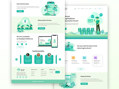 Farmer Space website design agriculture design farmer illustration landing page landing page design social network start up ui ux