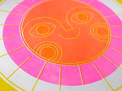 2-color sun risograph print design illustration illustrator risograph sun vector