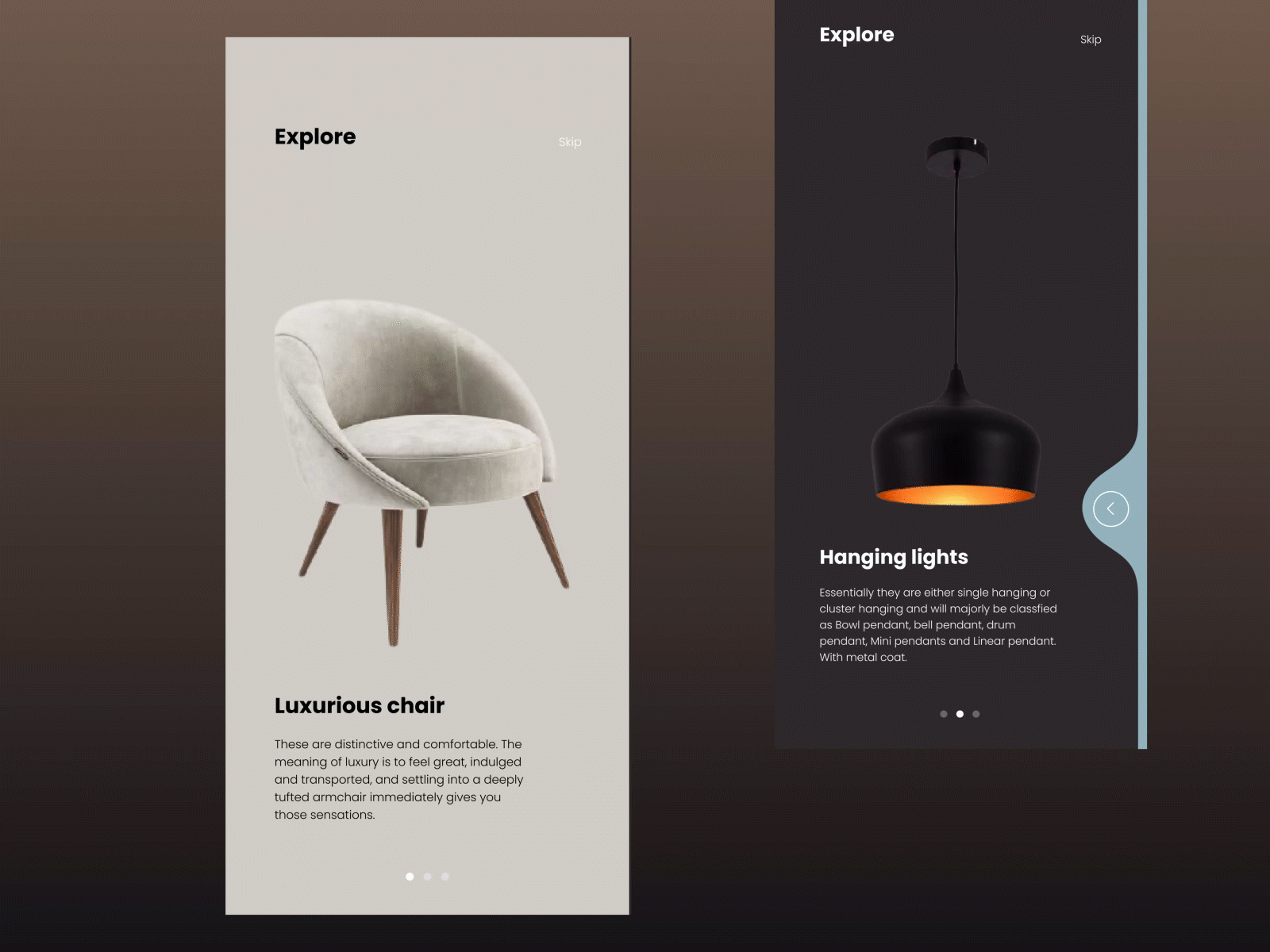 Onboarding - Furniture Application app design ui ui design uianimation uidesign