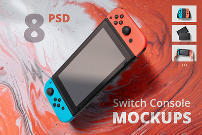 8 Switch Console Mockups branding display editable gaming mock up mock ups mockup mockups nintendo photoshop psd realistic smart object