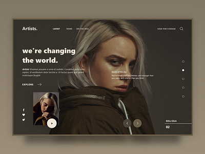 Artist Showcase Website Design Concept billie eilish branding design illustration ui ux web web design webdesign website