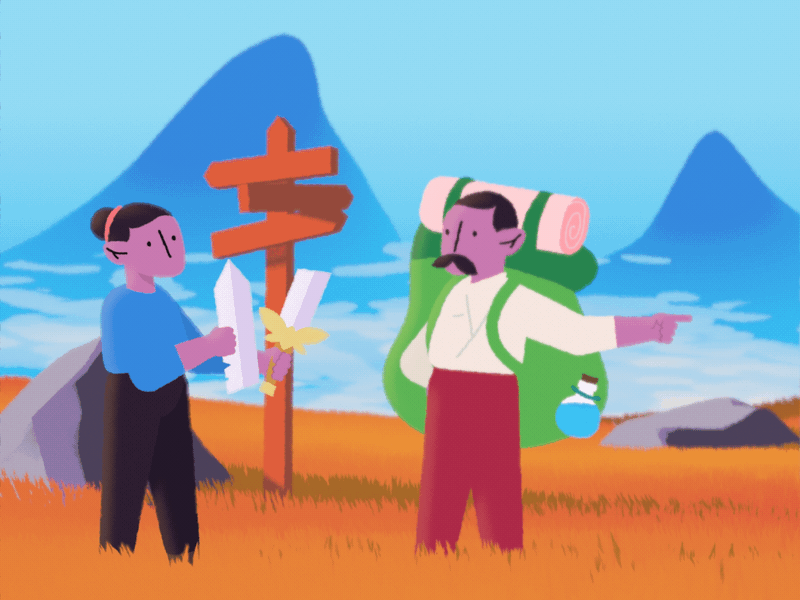 In Need of Directions 3d adventure after effects animation blender character animation colour dungeons and dragons fantasy gif loop outdoors