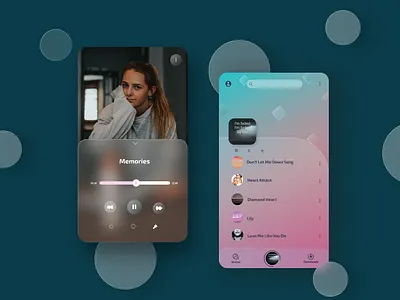 Music App Glassmorphism application design glassmorphism mobile ui music app uidesign uxdesign