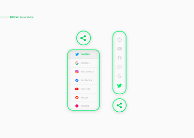 Social share app app design app ui color daily ui design dribbble google instagram share sns social share social share button twitter ui ux uxui web web design youtube