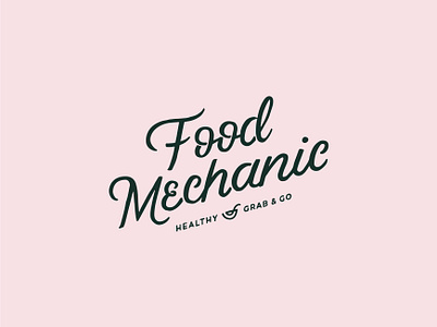 Food Mechanic Logo Outtake angled branding hand drawn hand lettering health food health logo healthy illustration lettering lettering artist logo logo design millenial pink organic restaurant script lettering script logo typography vintage