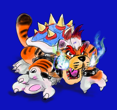 Meowser (Super Mario 3D World + Bowser's Fury) art bowser digital painting drawing illustration ipad nintendo switch procreate app procreate art super mario