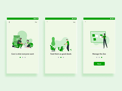 Animal Care Walkthrough android app design animal care app animal illustration app design design figma illustraion ui walkthrough screen