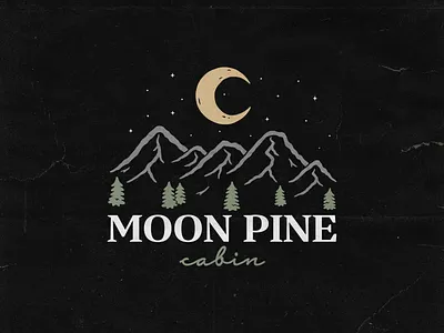 Moon Pine cabin airbnb cabin commission design distressed handdrawn idyllwild illustration logo mountains outdoors rental woods