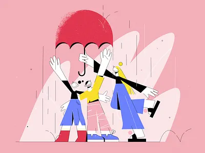 Rain character character illustration illustration lines protector rain rain drop social media umbrella