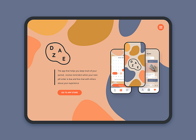 003 - #DailyUI - Daze Landing Page app design contraception app daily ui dailyui dailyui003 dailyui100 dailyuichallenge desktop digital design flat design ipadpro landing page logodesign pastel ui ui design user interface ux vector illustration website