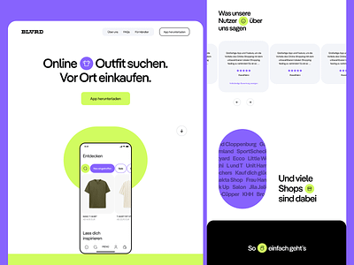 BLVRD Landingpage Rebranding Concept | Fashion App adobe xd app landing page app website clean corporate site design green hero icon minimal purple rebrand typography ui ui design ux ux design web web design website