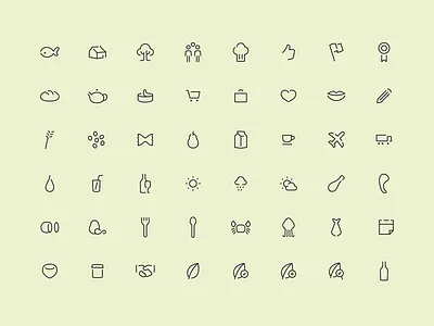 48 Grocery Food Icons 100% Editable Stroke editable etsy flat food gluten grocery icon icons line minimal monoline shop