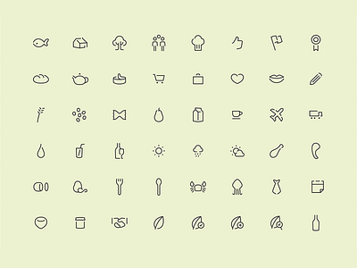 48 Grocery Food Icons 100% Editable Stroke editable etsy flat food gluten grocery icon icons line minimal monoline shop