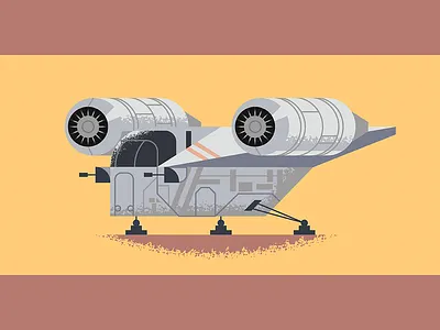 Razor Crest art design disney fan art flat illustration mandalorian razor crest space ship starwars texture the mandalorian vector