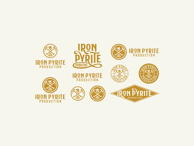 Iron Pyrite Full Logo Suite branding design eagle fashion fools gold gold rush high end icon illustration iron pyrite logo suite minimal old school retail retro symbol vector vintage