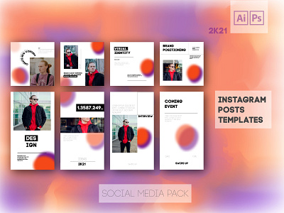 Instagram Posts Template branding design instafeed instagram grid instagram template logo photoshop post posts typography