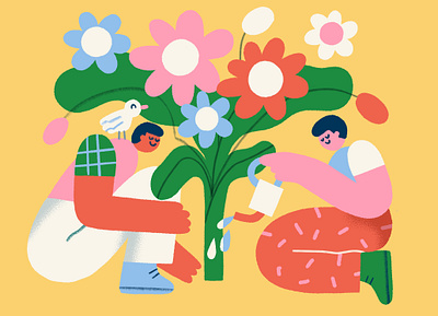 Gratitude character characters colourful design flat illustration flowers gratitude happiness illustration positivity