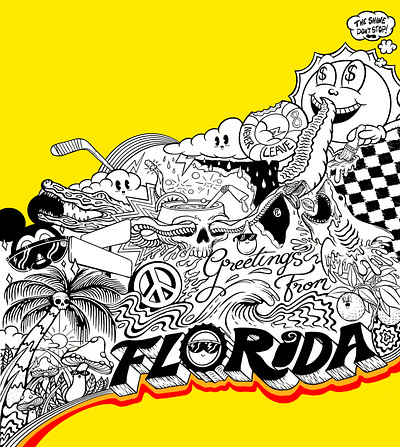 Greetings From Florida - Mural Concept akyros design disney florida freelance design greeting cards hand drawn handlettering illustration illustration design lightning logo mickeymouse orlando peace sign procreate procreate art procreateapp sketch tampa bay travel