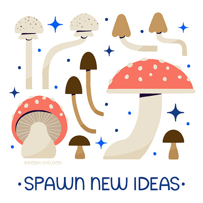 Spawn New Ideas autumn cute design digital digital illustration fall graphic illustration mushroom robin sheldon