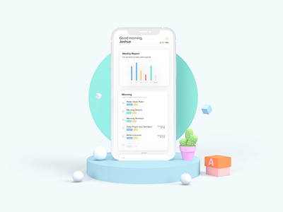 Habits App - Data Driven, Clean and Modern Look design experimental figma illustration iphone x logo minimal mobile mockup productivity ui