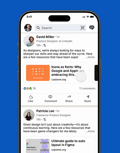 LinkedIn Post Links app design figma linkedin linkedin post mobile design prototype prototyping social media ui ui design user interface user interface design