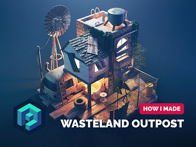 Wasteland Tutorial 3d blender building diorama environment game design house illustration post-apo render tutorial