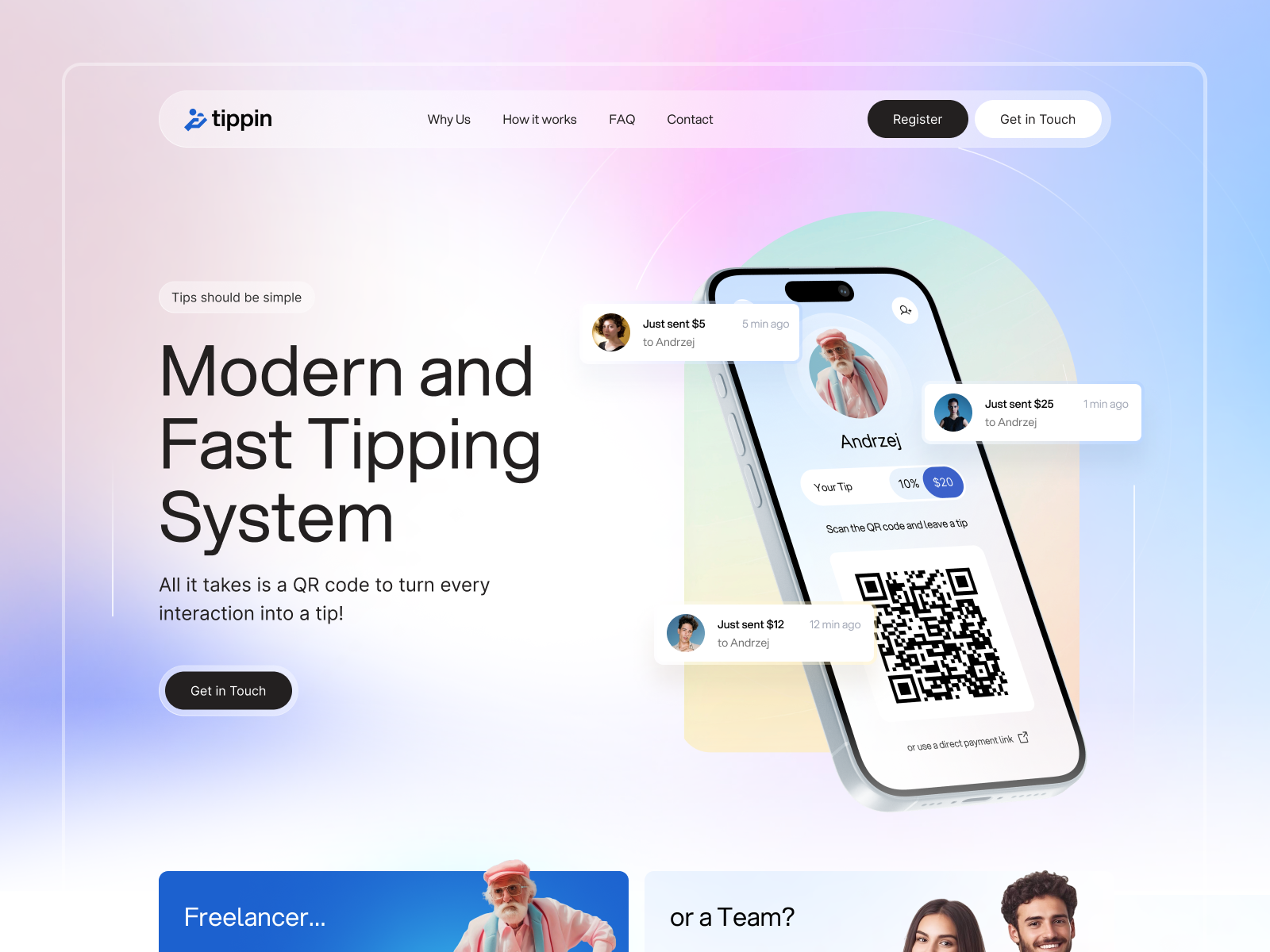 Example of Tippin - Modern and Fast Tipping System