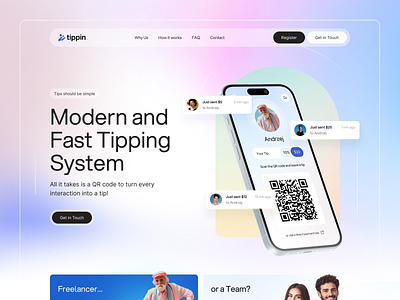 Tippin - Modern and Fast Tipping System clean graphic design inspiration landing page tipping ui ux