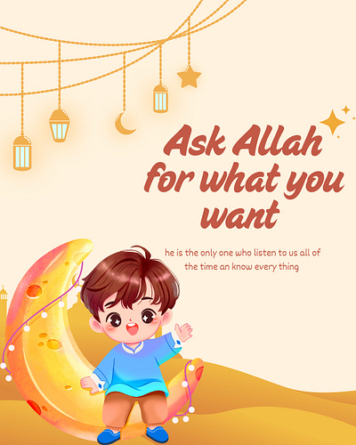 Ramadan advice social media post animation boy cute graphic design islamic moon muslim pink ramadan social media vector yellow انستجرام بوست بوست فيس تويتر رمضان سوشيال ميديا عيد فانوس