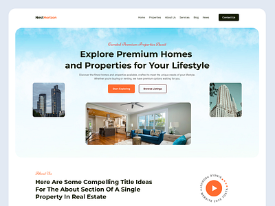 Explore Premium Homes with NestHorizon apartement architecture branding design graphic design illustration logo ui vector website