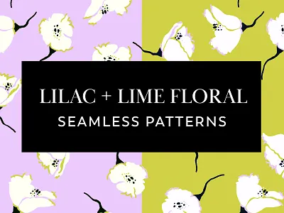 Lilac + Lime Floral Seamless Patterns fabric pattern floral flowers illustration lilac lilac pattern lime pattern poppies procreate repeat pattern seamless seamless pattern surface pattern design