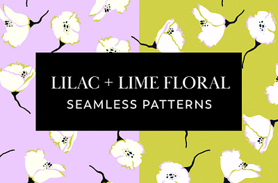 Lilac + Lime Floral Seamless Patterns fabric pattern floral flowers illustration lilac lilac pattern lime pattern poppies procreate repeat pattern seamless seamless pattern surface pattern design