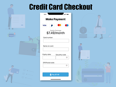 Daily UI Day 2 Credit Card Checkout Mobile daily 100 challenge dailyuichallenge design illustration illustrator ui ux