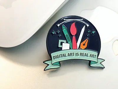 Digital Art Is Real Art design enamel pin illustration illustrator vector