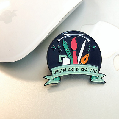 Digital Art Is Real Art design enamel pin illustration illustrator vector