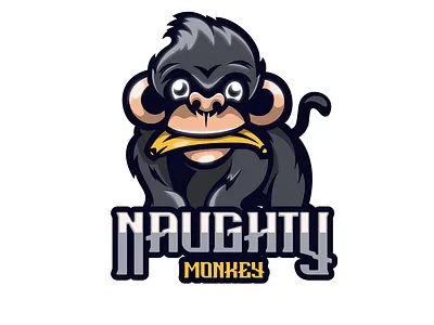 naughty monkey banana branding character characterdesign esport illustration illustrator logo logodesigners mascot monkey vector