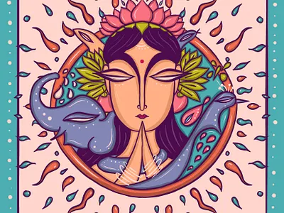 Mother Earth | Gia artpreneur folkart indian art indian illustrator namaskar prayer procreate transformative art visual storyteller women