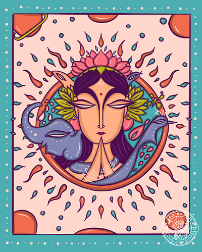 Mother Earth | Gia artpreneur folkart indian art indian illustrator namaskar prayer procreate transformative art visual storyteller women