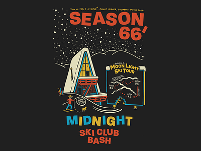 1966 Midnight Ski Club Bash Tee apparel aspen clothing jackson jackson hole retro screen print screenprint shirts silk screen silkscreen ski ski town skiing t shirt tee tees tshirt vail vintage