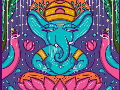 Earth Ganesha bengal patua ganesha god hindu illustration indian illustrator scd balaji