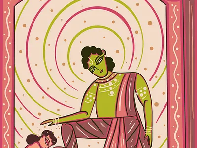 God Ram and King Bharatha indian folk art indian illustrator scd balaji thirukural