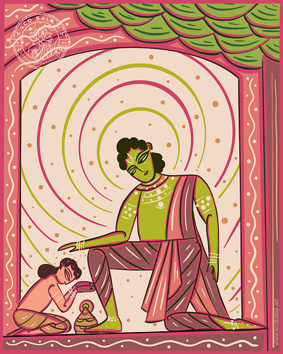 God Ram and King Bharatha indian folk art indian illustrator scd balaji thirukural